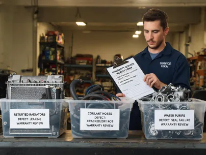 Warranty and service operation checking returned cooling parts