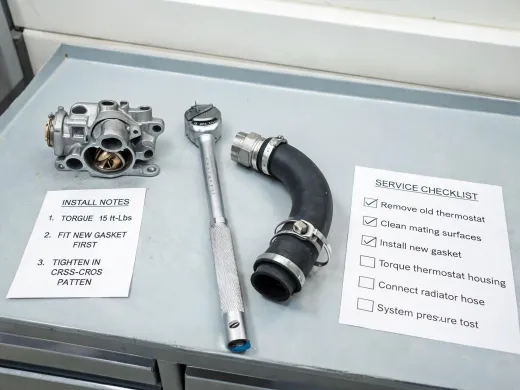 Install notes and torque specs for cooling-system service